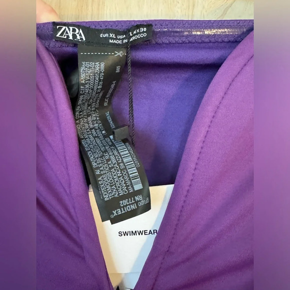 ZARA Sexy Purple Corset Neck Strapless Swimsuit Size XL Blogger Fave NWT! - Picture 7 of 10